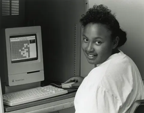 At the computer