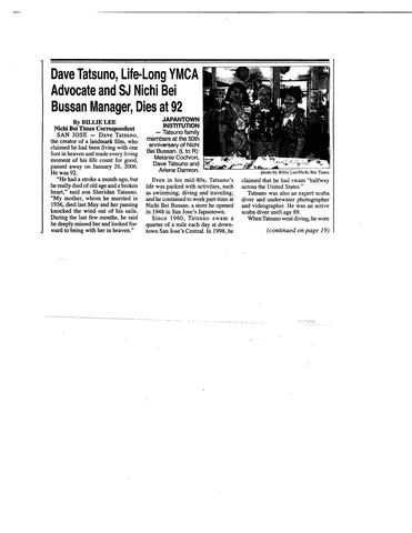 Dave Tatsuno, life-long YMCA advocate, dies at 92